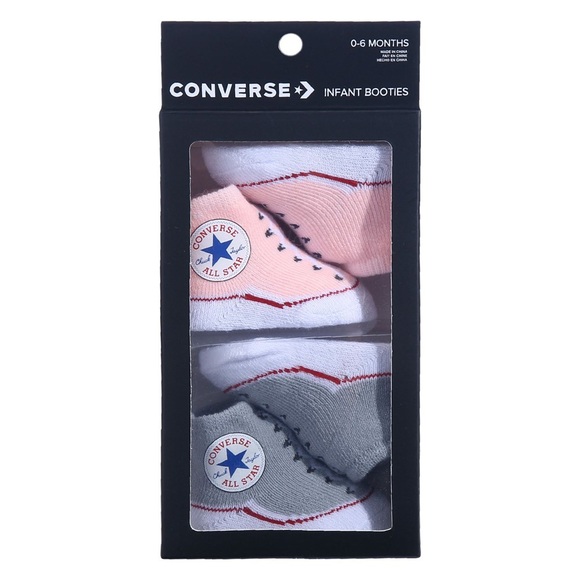 NIB - Converse Infant Booties, Gray and Pink (Size 0-6 Months) - Picture 2 of 7